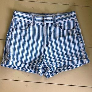 AE Mom shorts (blue + white striped) size 0